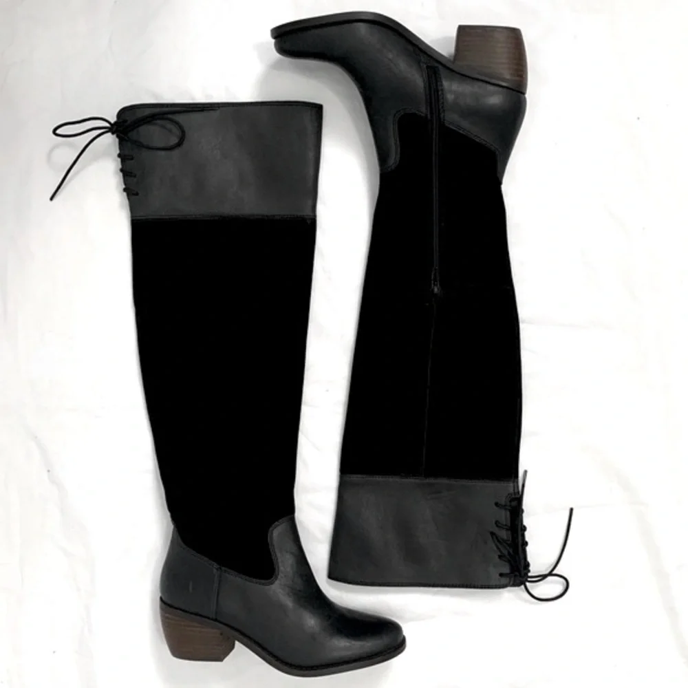 Lucky Brand Black Suede Tall Leather Boots - Picture 2 of 8